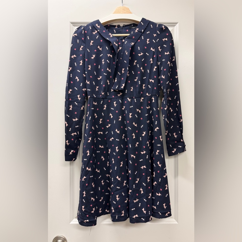 Stylish Long Sleeve Dress with dog Pattern